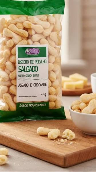 Biscoito de Polvilho Salgado Via Delícia servido à mesa