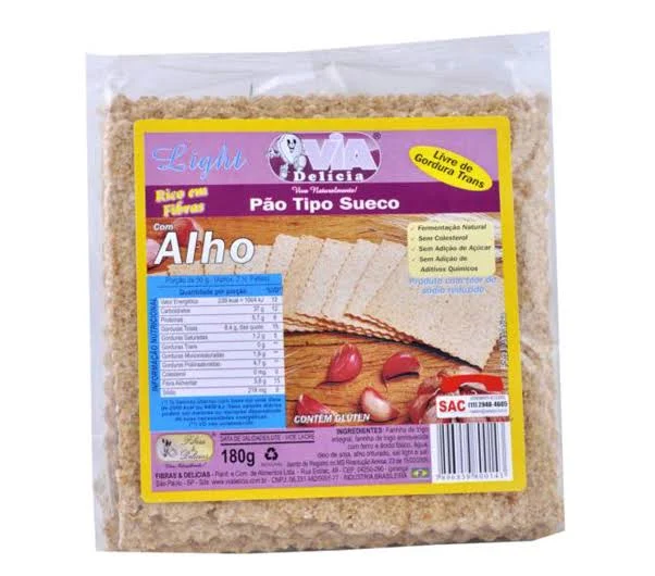 Pão Tipo Sueco Light com Alho Via Delícia 180 g